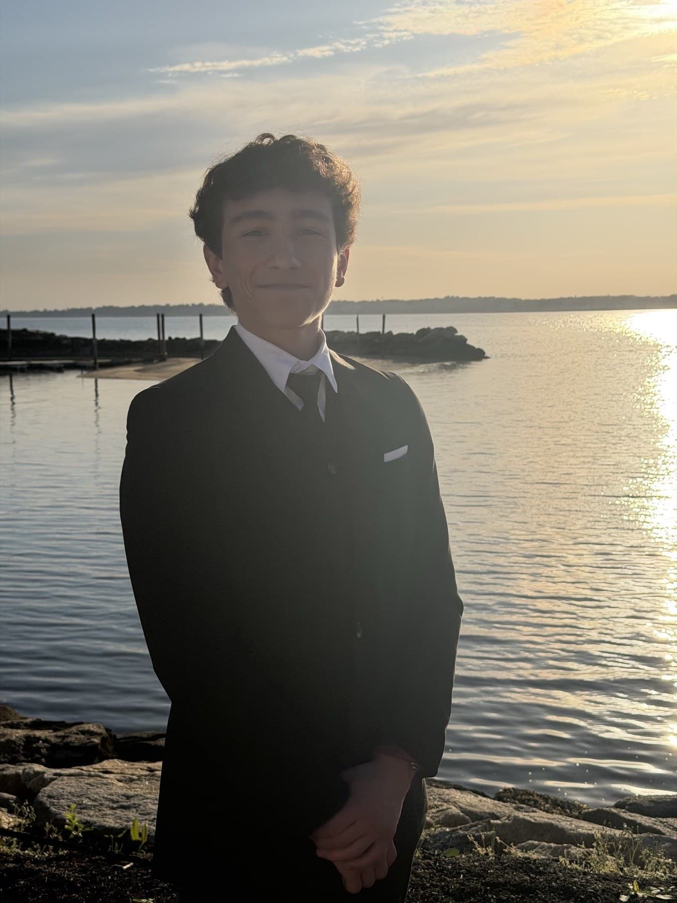 Beni Misenti, founder of Old Saybrook IT Solutions, photographed on the Connecticut shoreline at sunset.
